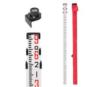 GEOLENI 9-Foot Aluminum Grade Rod- 10ths, 3 Sections Telescopic Leveling Rod Bubble Level, Dual Side Telescopic Measuring Rod with Carrying Bag for Houses, Walls, Floors and Leveling Applications