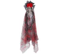Geolivium Gothic Skeleton Hand Hair Clip with Black Spider Web Tulle Veil & Red Rose Halloween Day of the Dead Hair Barrette Gothic Witch Bride Cosplay Hair Accessory for Women Party Costume Decor