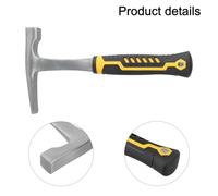 Geological Hammer for Rock Pick 45 Steel Double Headed with Pointed Tip and Flat Chisel Anti-Slip Rubber Handle High Visibility Yellow for Field Mining Exploration and Masonry Use