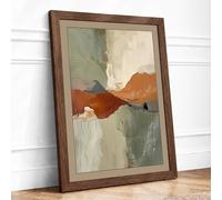 Geological Strata Minimalist Framed Wall Art Print A3 Walnut | Ready to Hang, Premium Gi Paper, Fade-Resistant Inks, Securely Packaged, UK Made