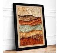 Geological Strata Rustic Framed Wall Art Print A3 Black | Ready to Hang, Premium Gi Paper, Fade-Resistant Inks, Securely Packaged, UK Made