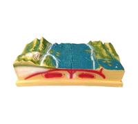 Geology Classroom Model Showing 3D Terrain, Visible Layered Side Sections, PVC Teaching Aid Supporting Plate Tectonics Discussion Tectonic Plates Classroom Resource Geology Lesson Visual Side