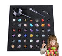 Geology Gem - 50pc Mineral Crystal Rock Collection, STEM Science Set | Educational Natural Hands-On Learning Activity for Boys Girls School Birthday Exploration