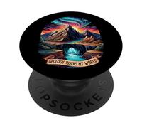 Geology Rocks My World Funny Earth Science Geologist Pun PopSockets Adhesive PopGrip