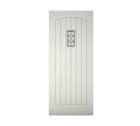 Geom Diamond Bevel Glazed Cottage White External Front Door, (H)1981mm (W)838mm