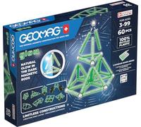 GEOMAG Glow Recycled Plastic Magnetic Shapes - 60 Pieces - Multi One Size