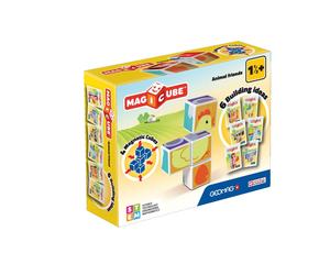 GEOMAG MagiCube Animal Friends 4-Piece Magnetic Stacking Cubes Building Set Toddlers & Kids Ages 1.5+ STEM Educational Toy Swiss-Made Creativ