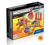 Geomag Mechanics 772 - Gravity Magnetic Track, 115 Pieces - Magnetic Building Game, Blue, Red, Orange