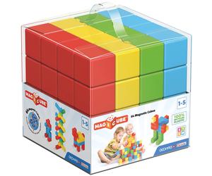 GEOMAG Premium Swiss-Made MagiCube 64-Piece Magnetic Stacking Cubes Building Set Toddlers & Kids Ages 1-5 STEM Educational Toy Creativity Imaginat