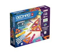 Geomag, Recycled Glitter, Magnetic Constructions With Glitter Effect, Colorful And Glittery Magnetic Bars, 35-Piece Pack, 100% Recycled Plastic, White