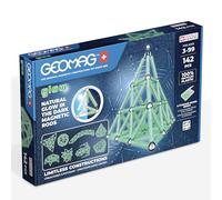 GEOMAG, Recycled Glow, Magnetic Constructions With Glow Effect, Magnetic Bars Glowing in the Dark, 142-Piece Pack, 100% Recycled Plastic