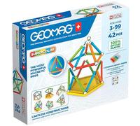 Geomag, Supercolor Recycled, Magnetic Constructions, Colorful Bars and Panels, 42-Piece Pack, 100% Recycled Plastic, White