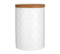 Geome Ceramic White Canister with Bamboo Lid 750ml Tea Jar Coffee Tin Sugar Pot