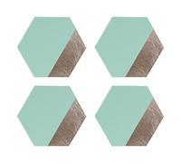Geome Dipped Placemats, Leather Effect, Hexagonal/Jade & Silver, Set of 4