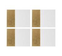 Geome Dipped Placemats, Rectangular, Leather Effect/White & Gold, Set of 4