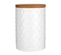 Geome Tri Canister White Dolomite, Bamboo Lid