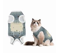 Geometric 3D Rendering Dog Surgery Suit Recovery Suit, 100% Cotton Breathable Full Body Dog & Cat Surgical Suit with Cute Prints, Male & Female Pets X-Large