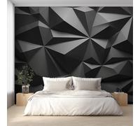Geometric 3D Wallpaper for Living Room, Black Geometry Wall Mural for Bedroom 150x105 cm, Non-Woven Photo Wallpaper, Home Decor D&O135