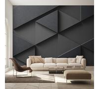 Geometric 3D Wallpaper for Living Room, Black Geometry Wall Mural for Bedroom 500x350 cm, Non-Woven Photo Wallpaper, Home Decor D&O132