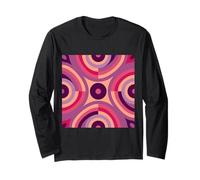 Geometric Abstract Circles and Squares Pink Purple Pattern Long Sleeve T-Shirt