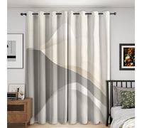 Geometric Abstract Curtains Blackout, 46x54 Inch 2 Panels - Neutral Minimalist Pattern Black Out Curtains, Home Decor, 54 Drop Eyelet Window Drapes for Bedroom, Living Room DH1