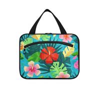 Geometric Abstract Flower Leaf Blue Summer Hanging Bag for Women Travel with Hook, Designer Necessities Bag for Makeup for Traveler Cruises bolso de Mano para Hombre L
