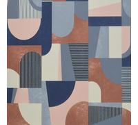 Geometric Abstract Graphic Copper Navy Wallpaper - Modern Contemporary Textured - Paste The Wall Vinyl