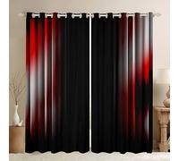 Geometric Abstract Ombre Curtains Teens Grey White Red And Black Striped Window Curtains for Bedroom Living Room Kids Boys Girls Simple Modern Window Drapes Treatments, W66*L72*2