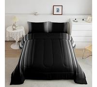 Geometric Abstract Ombre Duvet Insert Men Adults Teens Grey Gray And Black Striped Duvet Set Kids Boys Girls Simple Modern Quilt Setwith 2 Pillowcases 3Pcs Bedding King