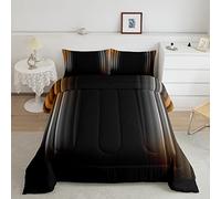 Geometric Abstract Ombre Duvet Insert Men Adults Teens Orange Yellow And Grey Black Striped Duvet Set Kids Boys Girls Modern Quilt Set Bedroom Collection 3Pcs King Size