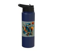 Geometric Abstract Owl Mid Century Modern Bird Art Stainless Steel Insulated Water Bottle