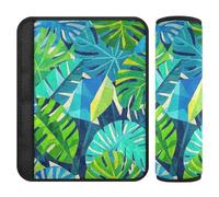 Geometric Abstract Palm Leaf Summer 2 pcs Seatbelt Cushion Stop seat Belt Cutting into Neck for Airplane funda para cinturón de carro