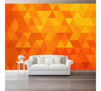 Geometric Abstract Triangles Gradients Wall Mural Wallpaper, Non Self Adhesive Paste The Wall Mural for Living Room Bedroom, Orange Color High Definition Art Wall Decor - 250 x 175 cm (W x H)
