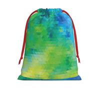 Geometric Abstract Triangles Printing Soft Drawstring Gift Bag With Red Ribbon Durable For Christmas Halloween For Adults Gifting