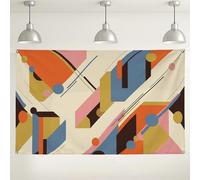 Geometric Abstract Wall Backdrop, Colorful Modern Art Decorations for Parties, Stylish Indoor/Outdoor Photography Background for Events and Gatherings 71x43 Inch