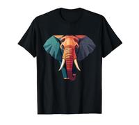 Geometric African Elephant Low Poly Head Value Graphic T-Shirt, Men, Black, L