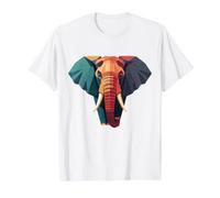 Geometric African Elephant Low Poly Head Value Graphic T-Shirt, Men, White, XL