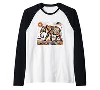 Geometric African Elephant Savanna Art Raglan Baseball Tee