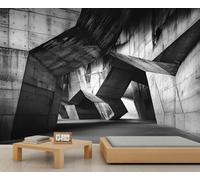 Geometric Architecture Mural 3D Concrete Wallpaper Modern Minimalism Wall Mural Panoramic Office Reception Studio Backdrop Custom Photo Wallpaper (Non-self-Adhesive)