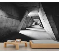 Geometric Architecture Wall Mural, Optical Illusion 3D Wallpaper, Gray Buildings Mural for Farmhouse Living Room Bedroom Sofa TV Background Decor - 390x260cm