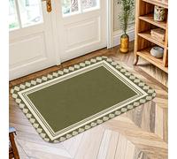 Geometric Area Rug, Modern Contemporary Border Triangles None Olive Green Non-Slip Doormat Rectangle Throw Rug Non Shedding Bathroom Entryway Bedside Doorway Decor 2' X 3'