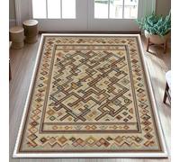 Geometric Area Rug, Modern Contemporary Diamond Line None Beige Low Pile Doormat Rectangle Print Accents Rug Bathroom Entryway Bedside Laundry Room Decor 3' X 5'