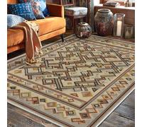 Geometric Area Rug, Modern Contemporary Diamond Line None Beige Non-Slip Backing Aesthetic Rectangle Home Floor Carpet Rugs for Living Room Bedroom Hallway Desk Office Decor 5' X 7'