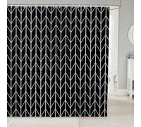Geometric Arrow Rhombus Kids Shower Curtains,Abstract Stripe Patchwork Bathroom Curtain,Artwork Geometry Modern Home Decor,Black Waterproof Curtains,12 Hooks Suits,72"W x 78"L