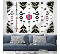 Geometric Arrows Tapestry Native Americans Wall Hanging Tapestries Decorative Wall Art Aesthetic Wall Decor for Bedroom Dorm Room, Black And White - 150x100 cm