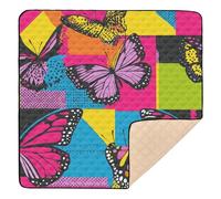 Geometric Art Aesthetic Butterflies Soft Padded Baby Play Mat for Floor 1-Piecing foldablummy Time Mat for Baby Toddler Infant, 50'' x 50''gimnasio para Bebes recien