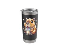 Geometric Art Capybara Milk Tea Boba Pearls Tapioca Stainless Steel Insulated Tumbler