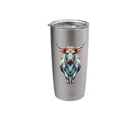 Geometric Art Cattle Ox Oxen Stainless Steel Insulated Tumbler