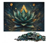 Geometric Art Deco Aloe Design ｜ Botanical Wa Jigsaw Puzzle, 1000 Pieces | For puzzle fans: Puzzle for Adults - screen-free tabletop leisure on quiet evenings.