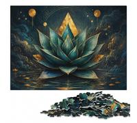Geometric Art Deco Aloe Design ｜ Botanical Wa Jigsaw Puzzle, 500 Pieces | Section-by-section building: a simple way to organise the image during indoor leisure.